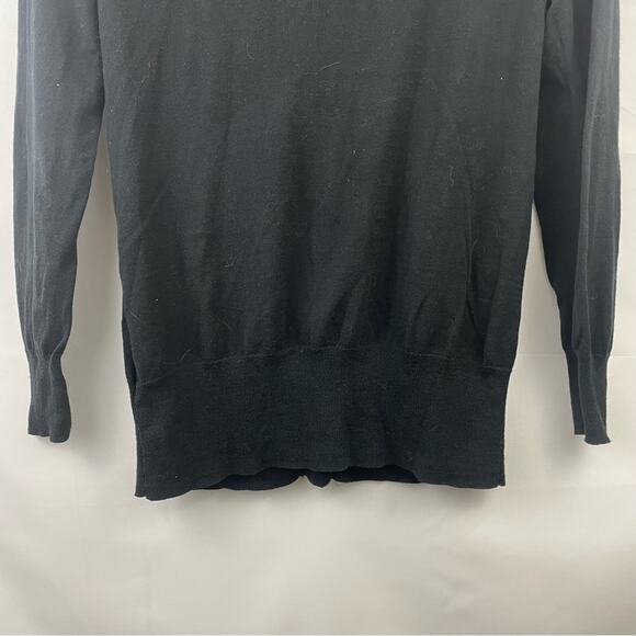 🍒 Garnet Hill 100% Cotton Button Front Knit Cardigan Sweater Black‎ Pockets Med - Picture 4 of 9